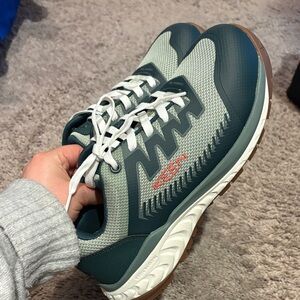 Keen Teal and Light Gray Steel Toe Shoes